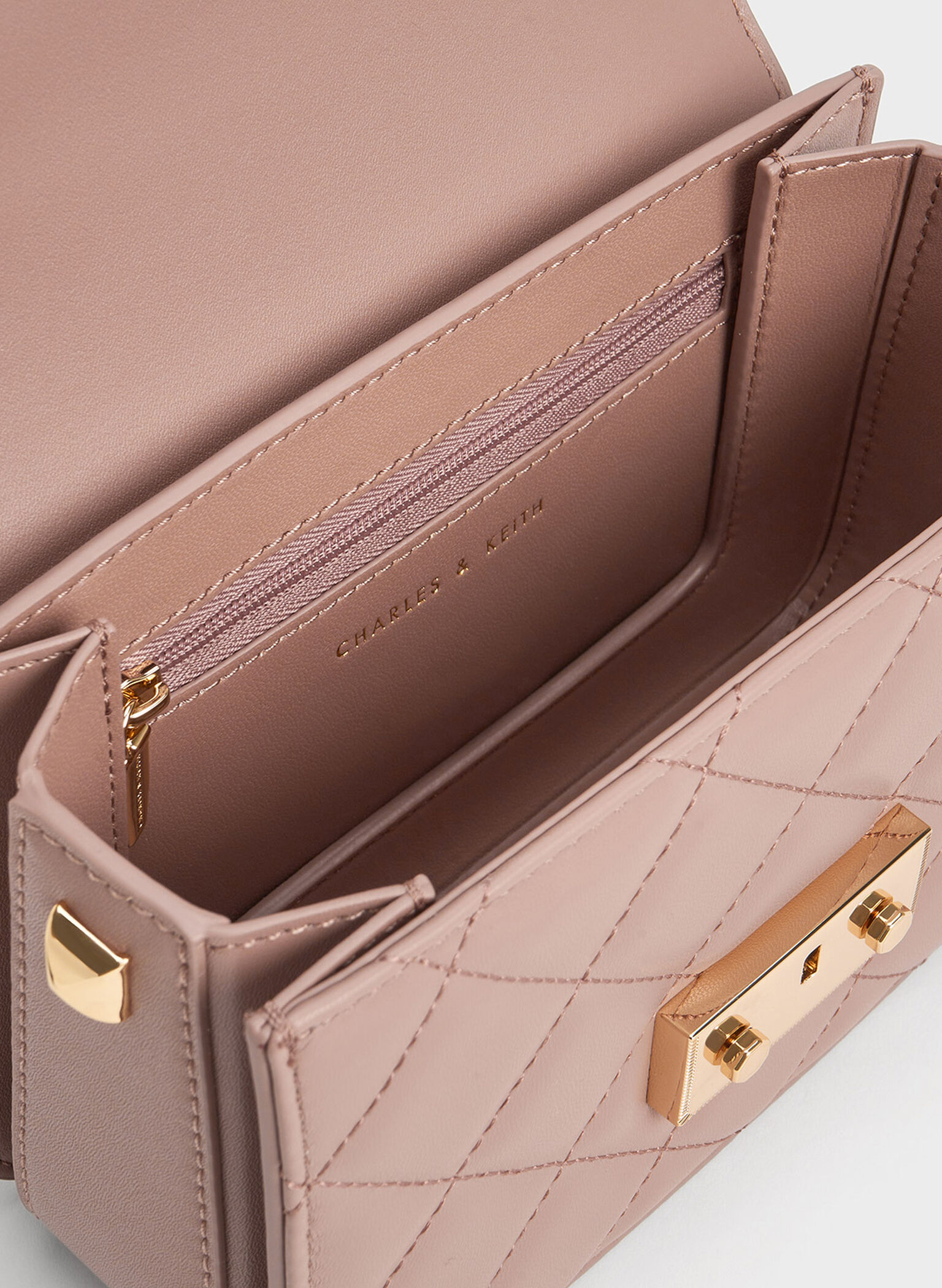 Alva Quilted Chain-Handle Bag, Blush, hi-res