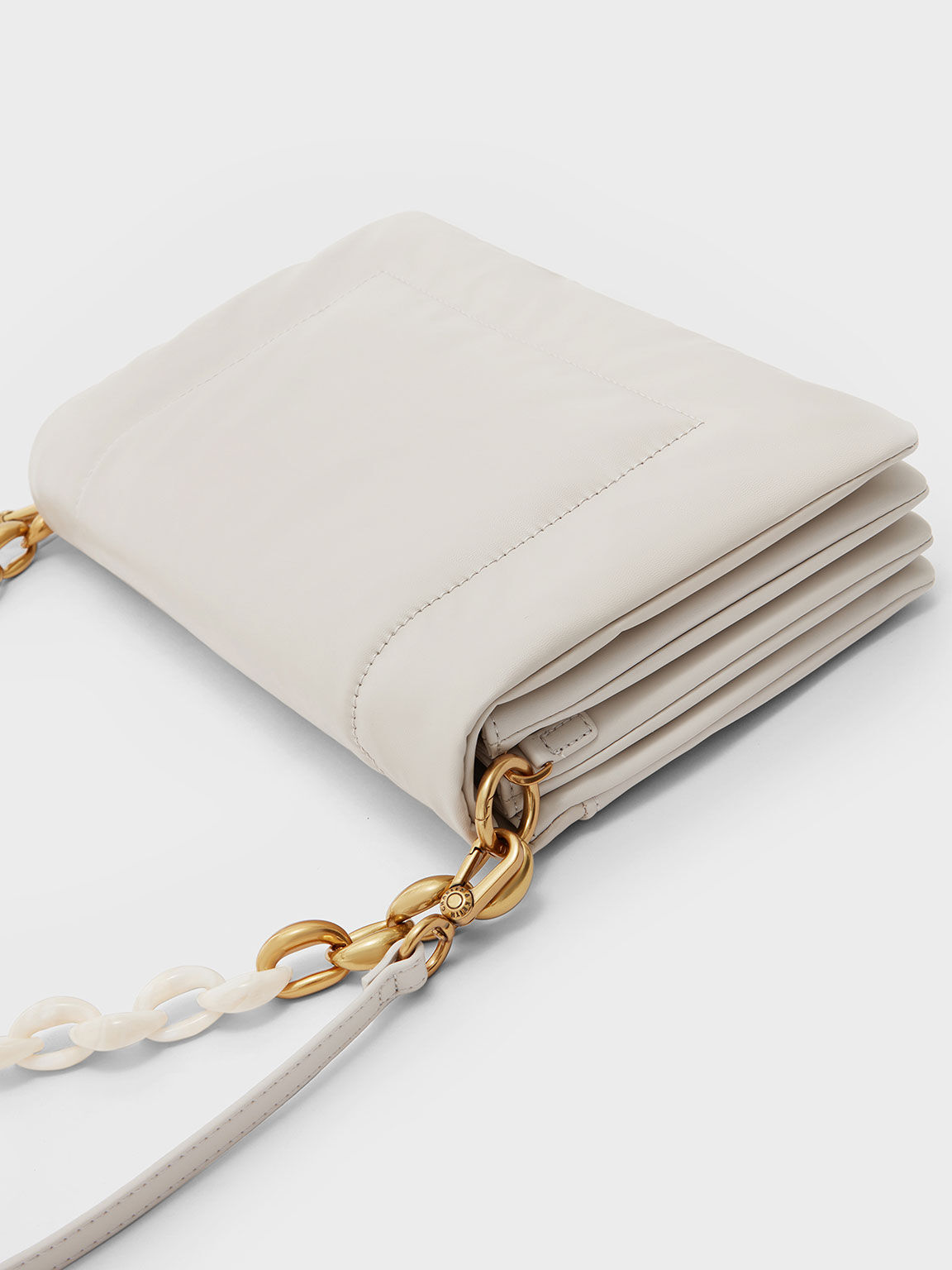 Evelynn Push-Lock Shoulder Bag, Light Grey, hi-res