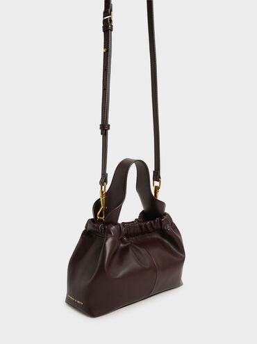 Ally Ruched Slouchy Bag, Burgundy, hi-res