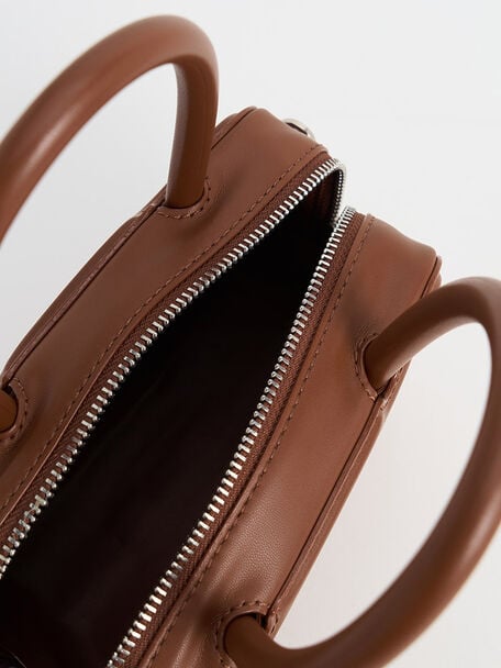 Perline Elongated Top Handle Bag, Chocolate, hi-res
