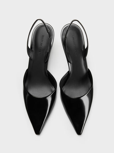 Pointed Slant-Heel Slingback Pumps, Black Box, hi-res