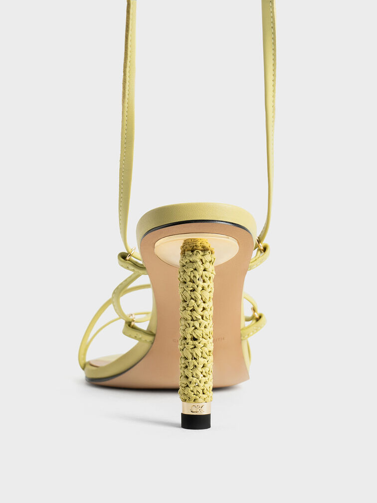 Strappy Woven-Heel Tie-Around Sandals, Lime, hi-res