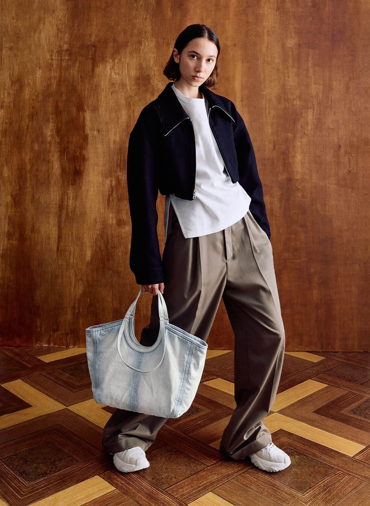 Bolso tote Ivette en denim lavado, Denim claro desgastado, hi-res