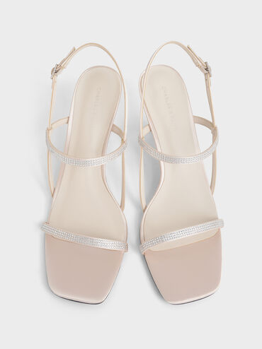 Arona Satin Crystal-Embellished Stiletto-Heel Sandals, Nude, hi-res