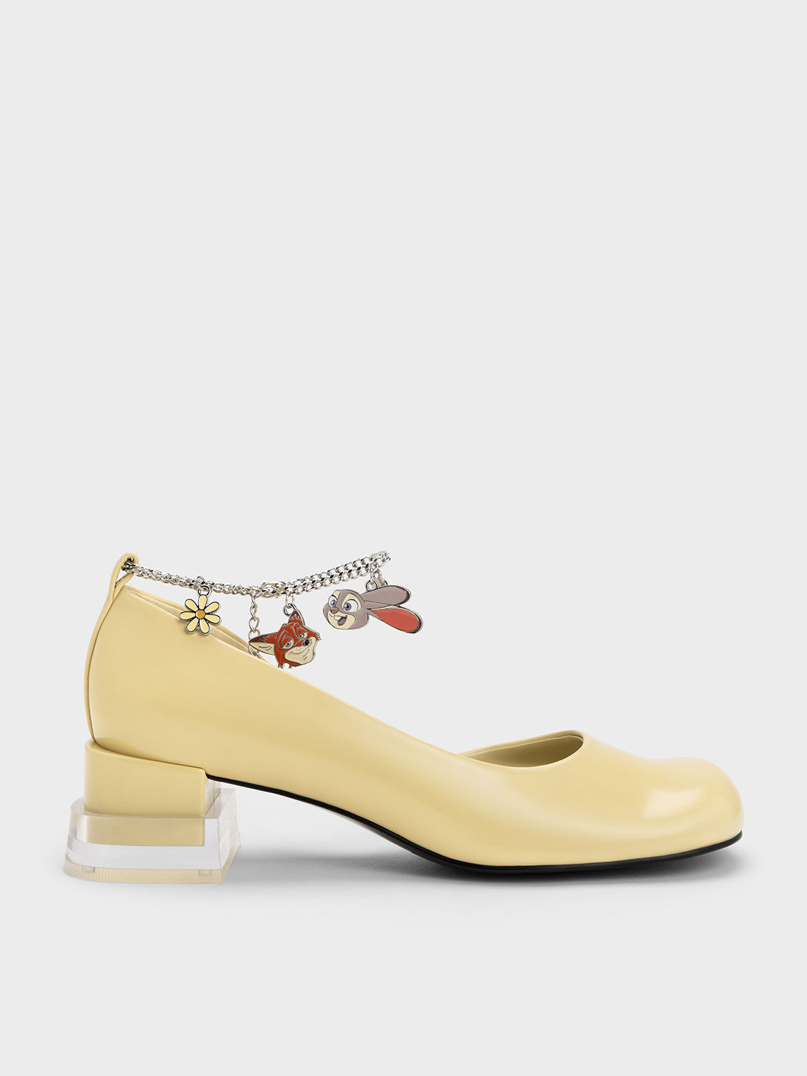 CHARLES ＆ KEITH 迪士尼優獸大都會系列：朱迪＆阿力鍊條粗跟鞋, 黃色, hi-res