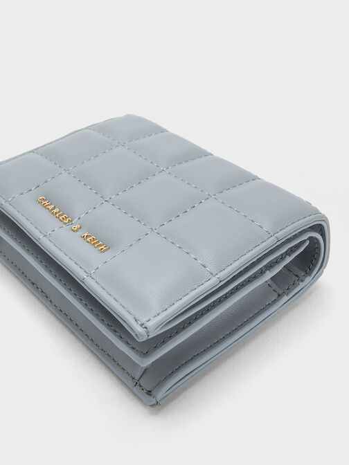 Padded Quilted Cardholder, Steel Blue, hi-res