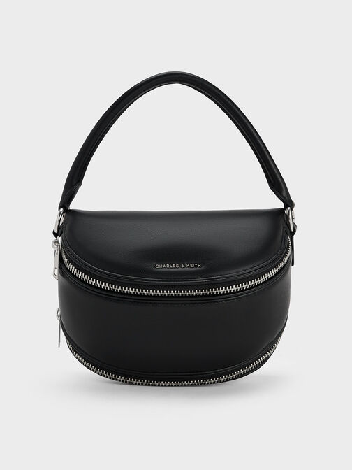 Saskia Multi-Zipped Crossbody Bag, Noir, hi-res