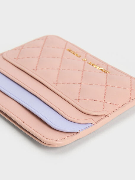 Cleo Two-Tone Quilted Card Holder, Pink, hi-res