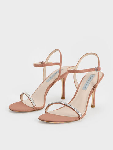 Ambrosia Textured Gem-Embellished Ankle-Strap Pumps, Nude, hi-res