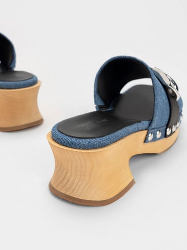 Gabine 鉚釘木屐鞋, 藍色, hi-res