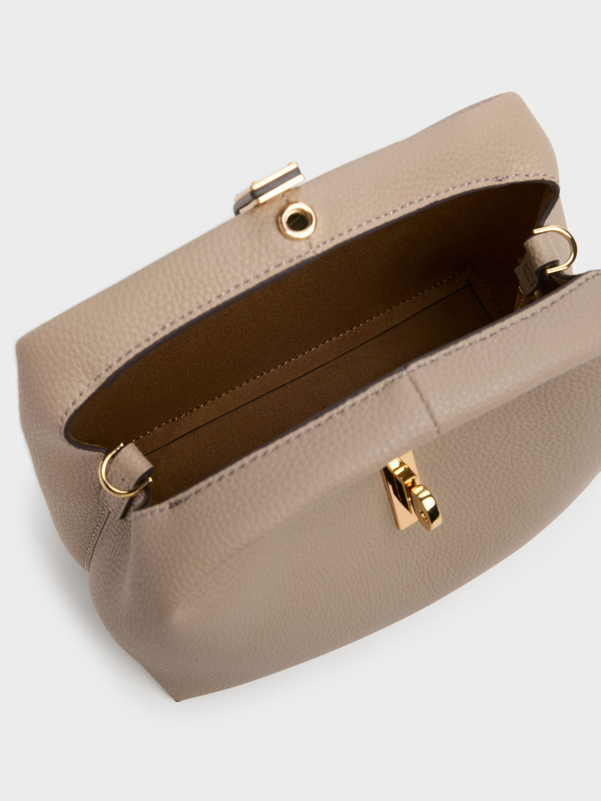 Chance Turn-Lock Bucket Bag - Taupe - CHARLES & KEITH International