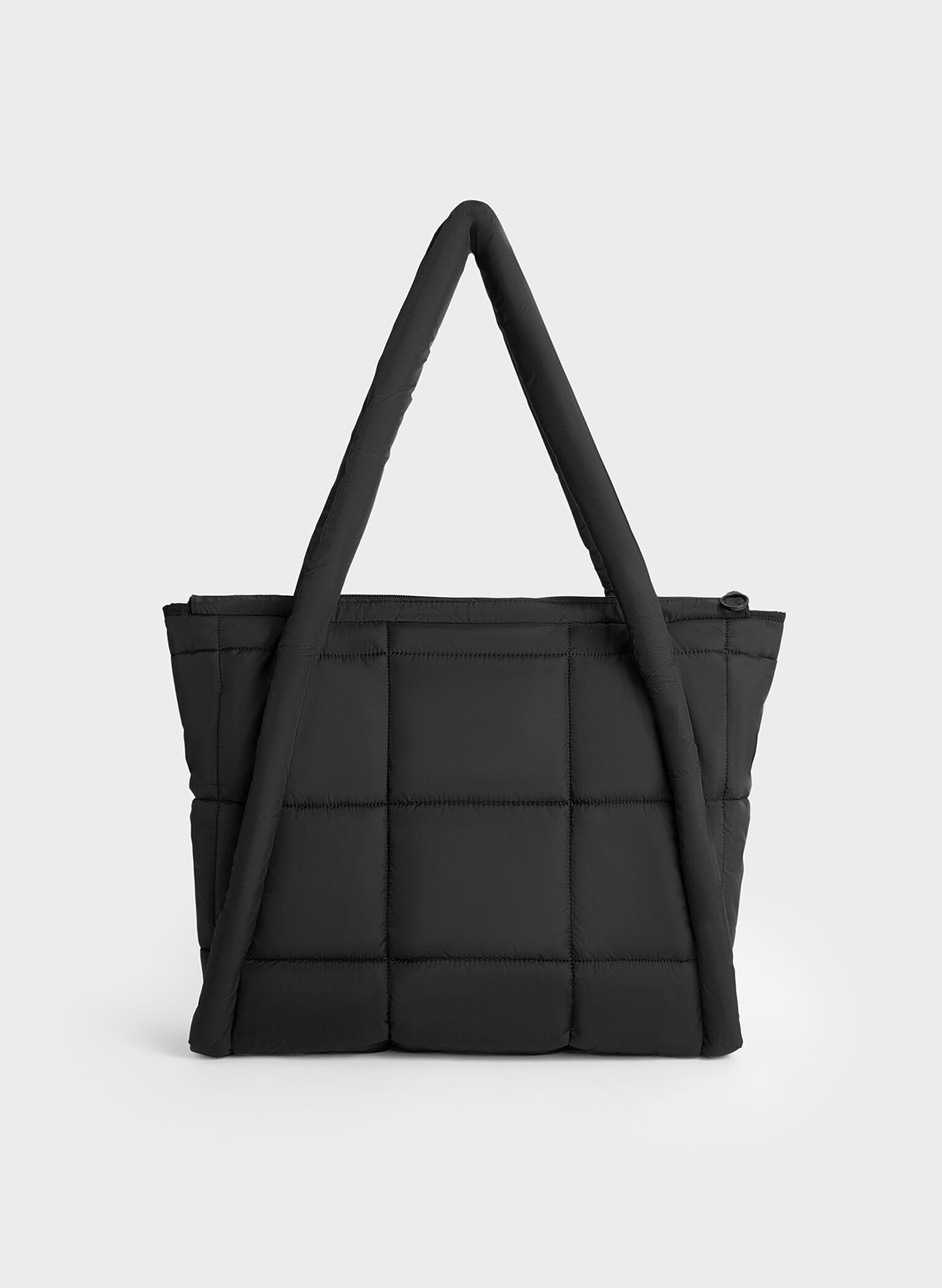 Errya Nylon Quilted Puffy Tote Bag, Jet Black, hi-res