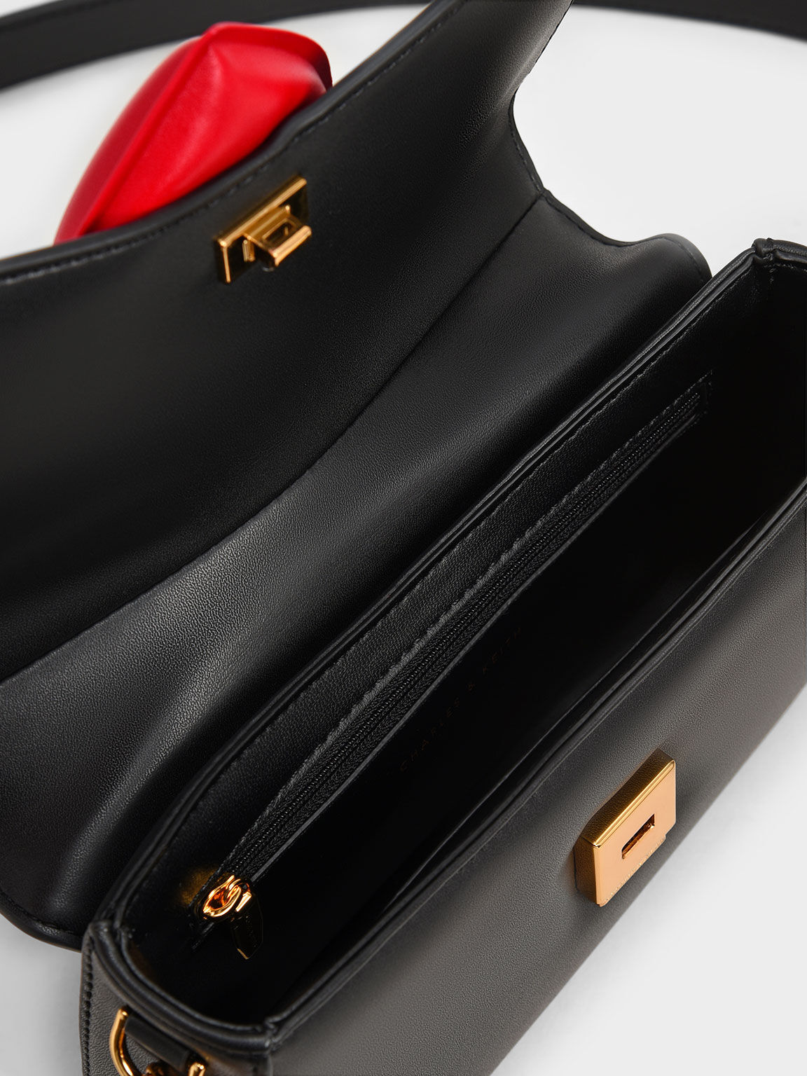 Heart-Motif Coiled Top Handle Bag, Black, hi-res