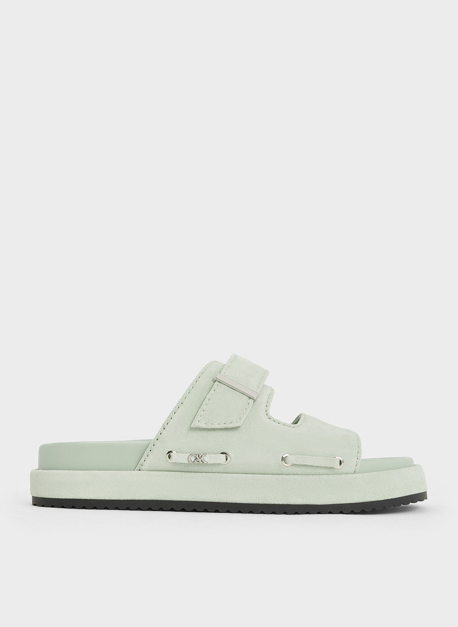 Kori Suede Slide Sandals, Mint Green, hi-res