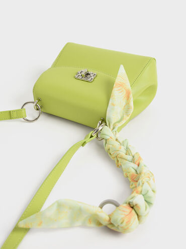 Ulani Scarf-Wrapped Top Handle Bag, Lime, hi-res