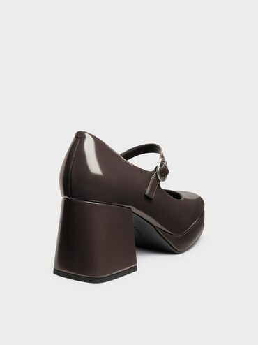 Platform Mary Jane Pumps, Dark Brown, hi-res