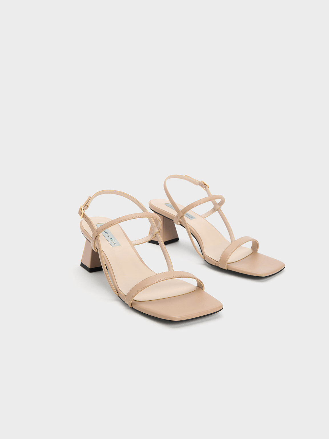 Square-Toe Strappy Sandals, Beige, hi-res