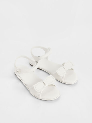 Girls&apos; Bow Detail Open Toe Sandals, White, hi-res