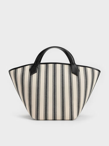 Ivanna 帆布托特包, 黑銀, hi-res