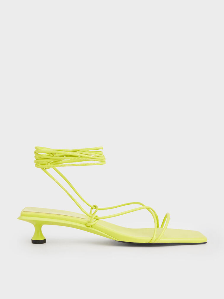 Tie-Around Strappy Sandals, Yellow, hi-res