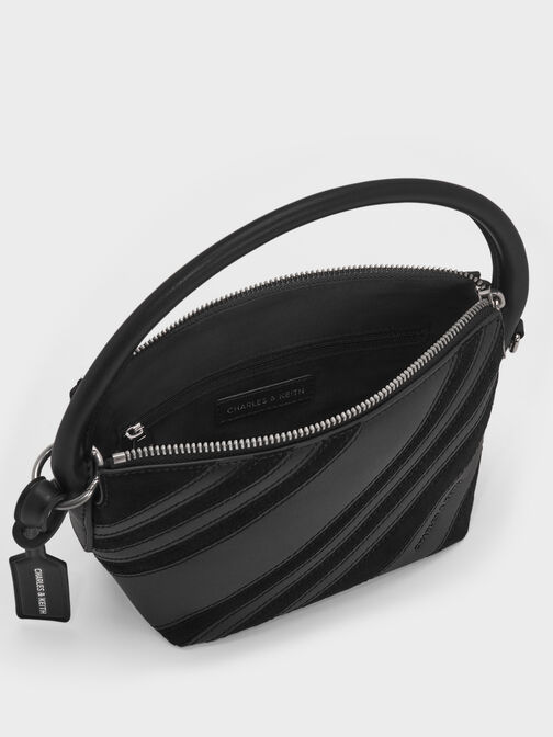 Zeya Recycled Suede Top Handle Bag, Noir, hi-res
