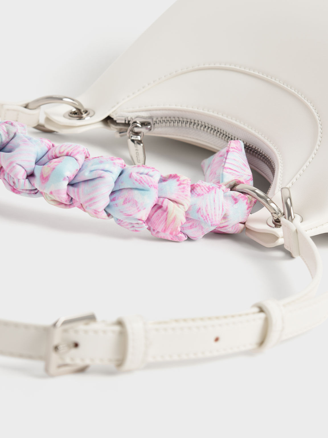 Ulani Scarf-Wrapped Geometric Bag, White, hi-res