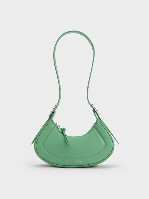 Petra Curved Shoulder Bag, Green, hi-res