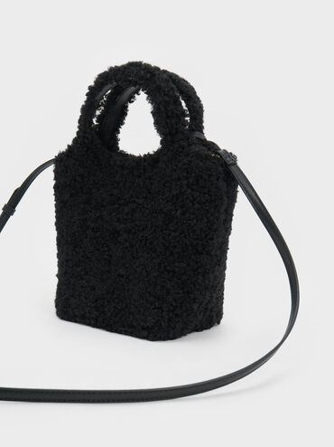 Bolso tote Arlys con acabado peludo, Noir, hi-res