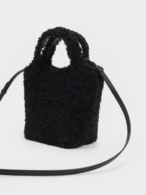Arlys Furry Tote Bag, Noir, hi-res
