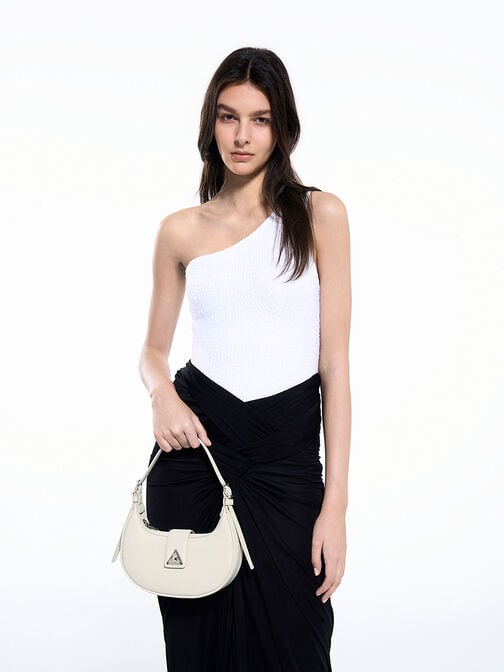 Trice Metallic-Accent Belted Shoulder Bag, Chalk, hi-res