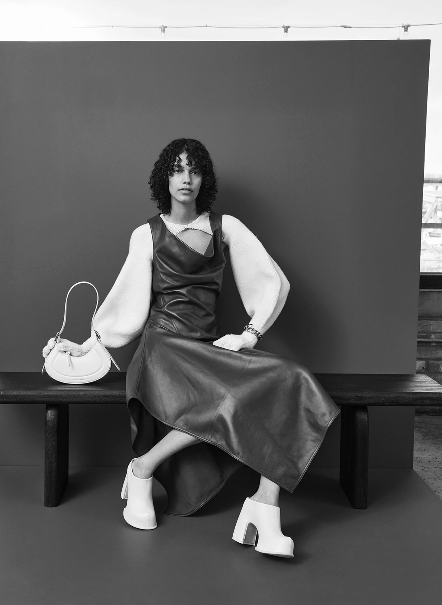 Pixie Platform Mules, White, hi-res