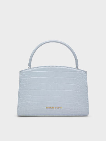 Bolsa com alça superior Aubrielle Croc-Effect, Sea Salt Blue, hi-res