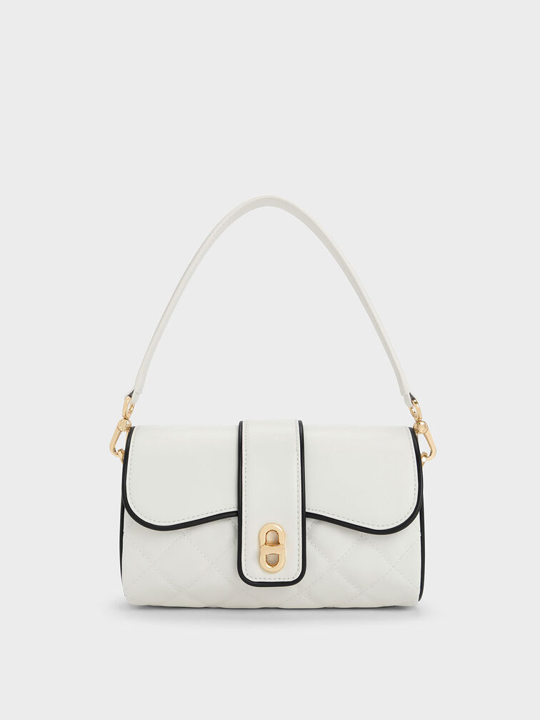 COACH Chain-linked Quilted Crossbody Bag in White