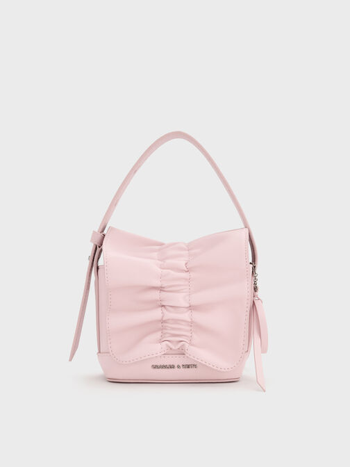 Kadee Ruched Bow-Charm Mini Bag, Cotton Candy Pink, hi-res