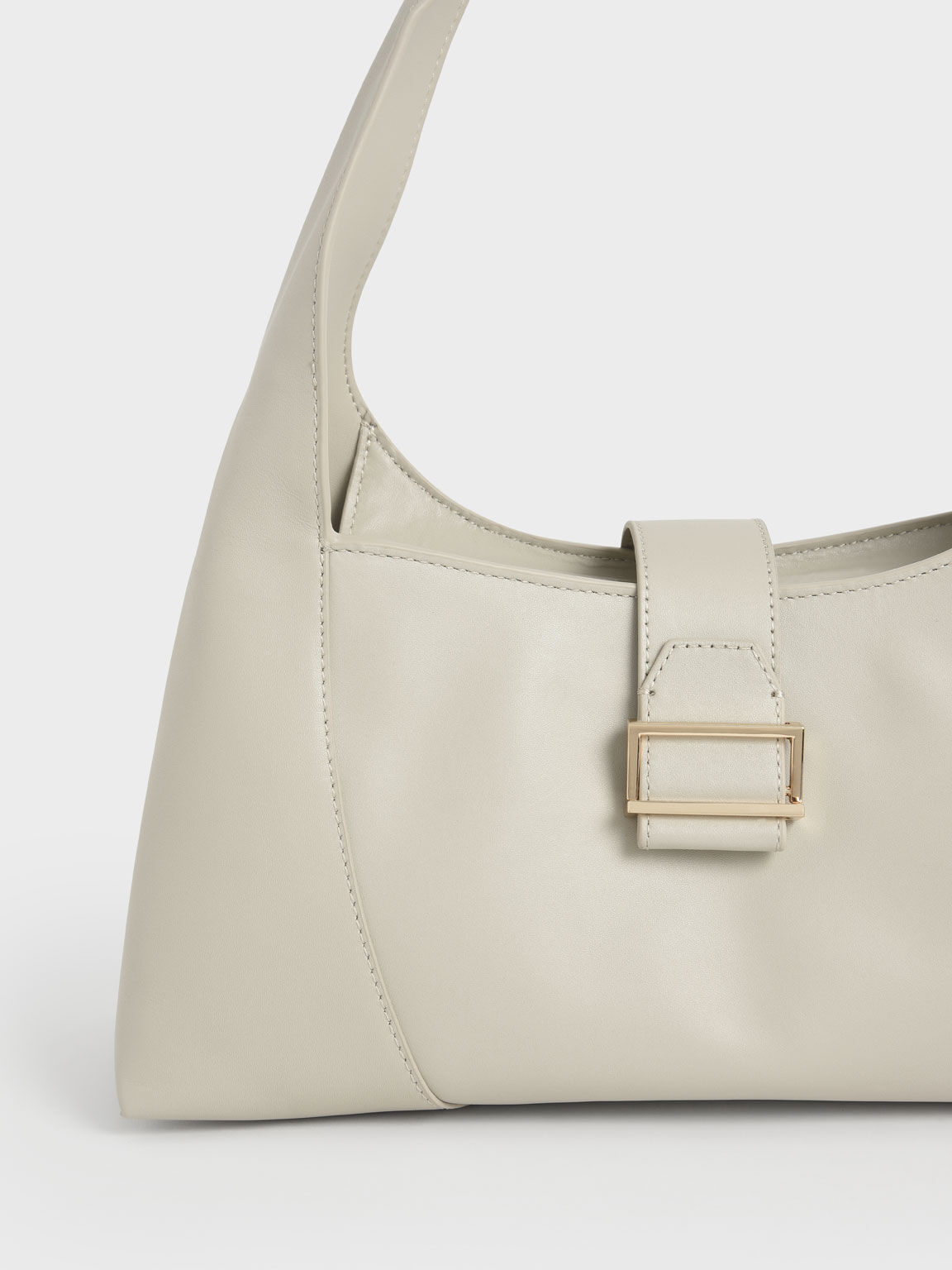 Chalk Leather Hobo Bag - CHARLES \u0026 KEITH ZA