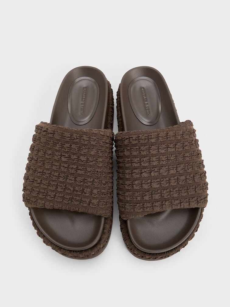 Loren Textured Platform Sandals, Dark Brown, hi-res