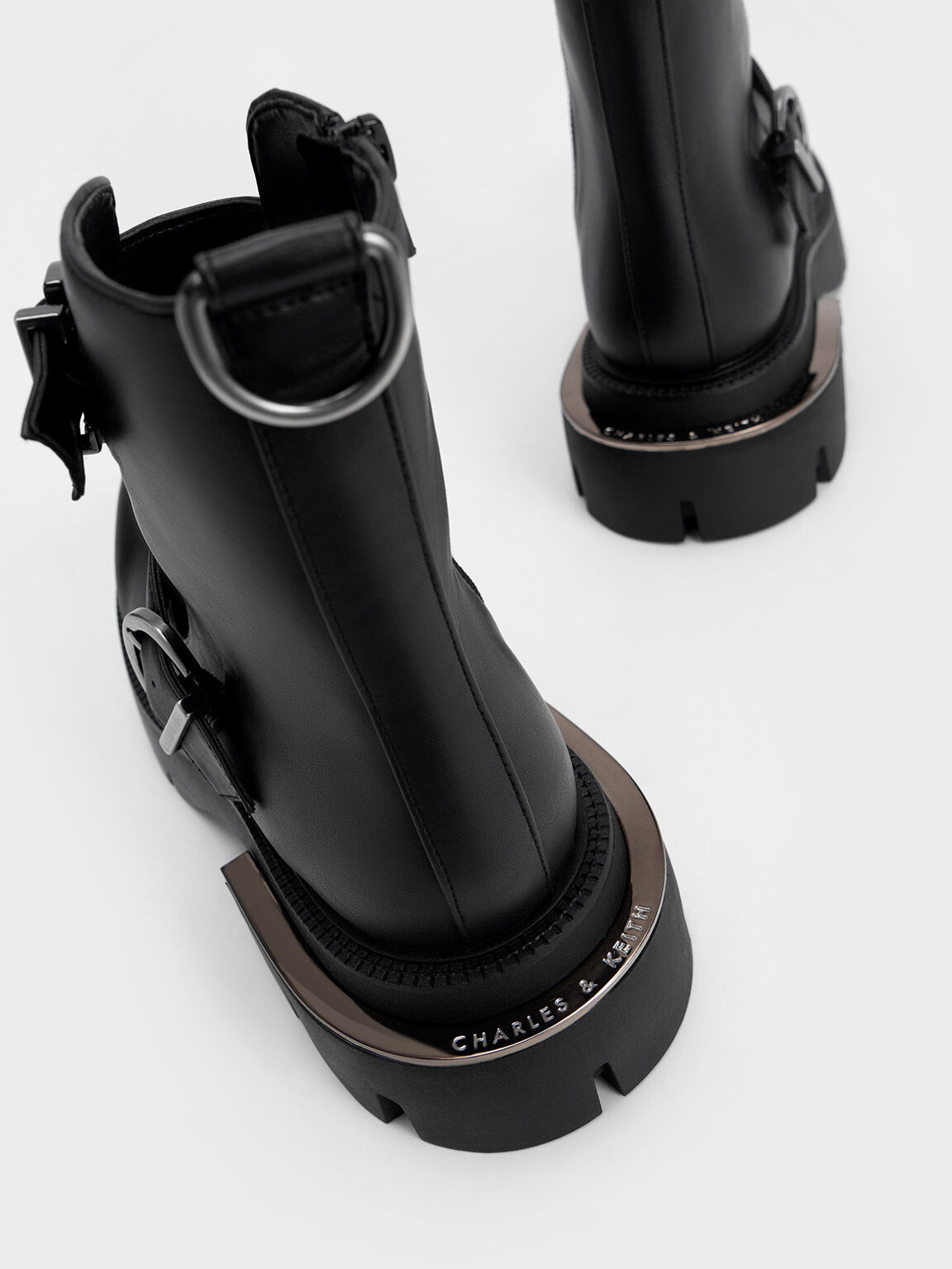 Selma Buckled Chunky Boots, Black, hi-res