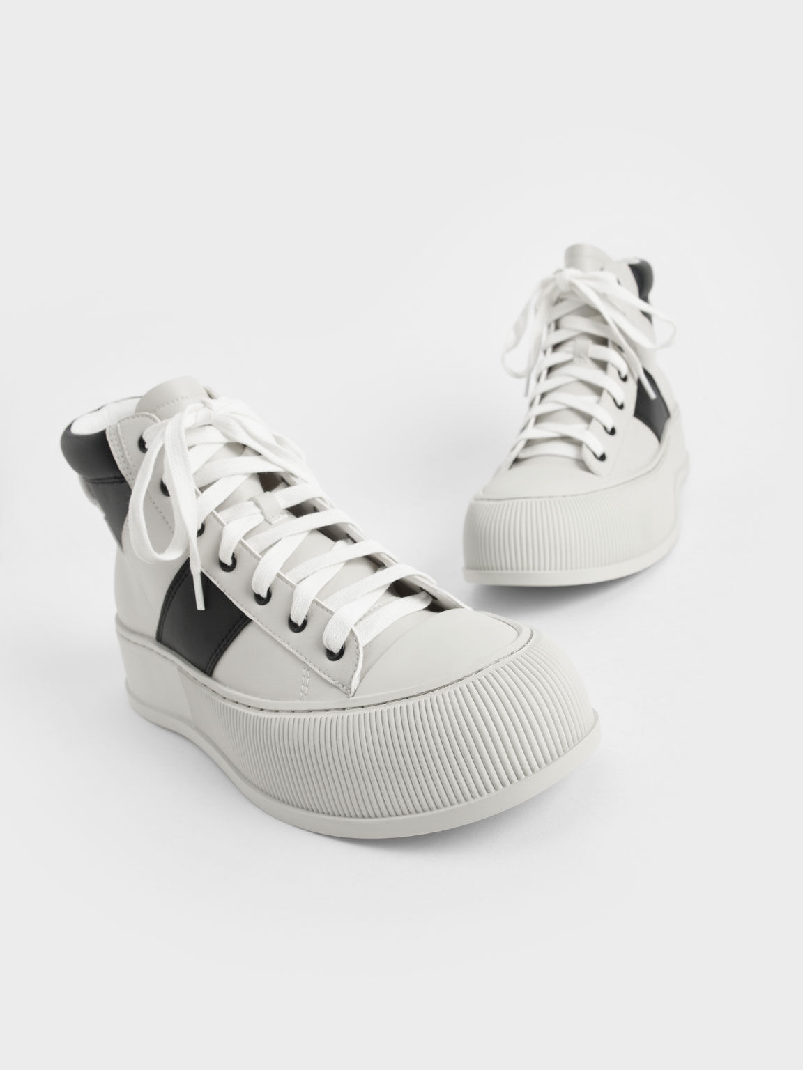 Two-Tone High-Top Sneakers, Black Textured, hi-res