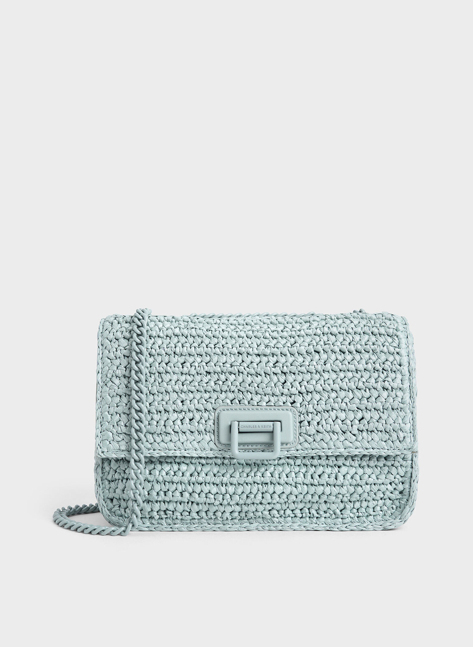 Neva Woven Chain-Strap Shoulder Bag, Sage Green, hi-res