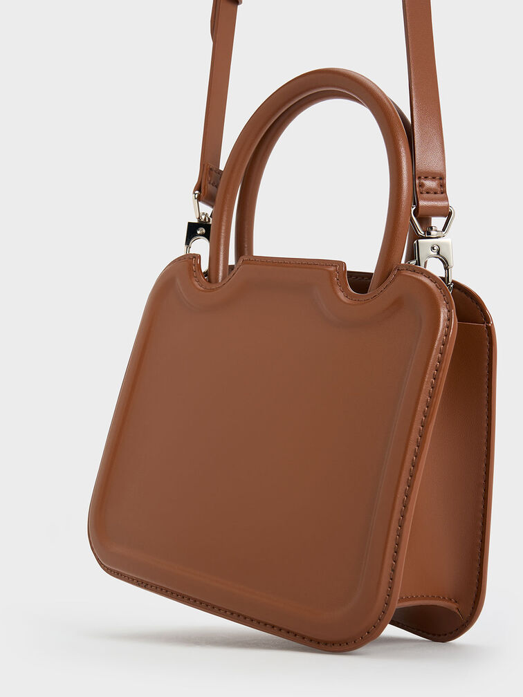 Bolso tote escultural Perline, Marrón chocolate, hi-res