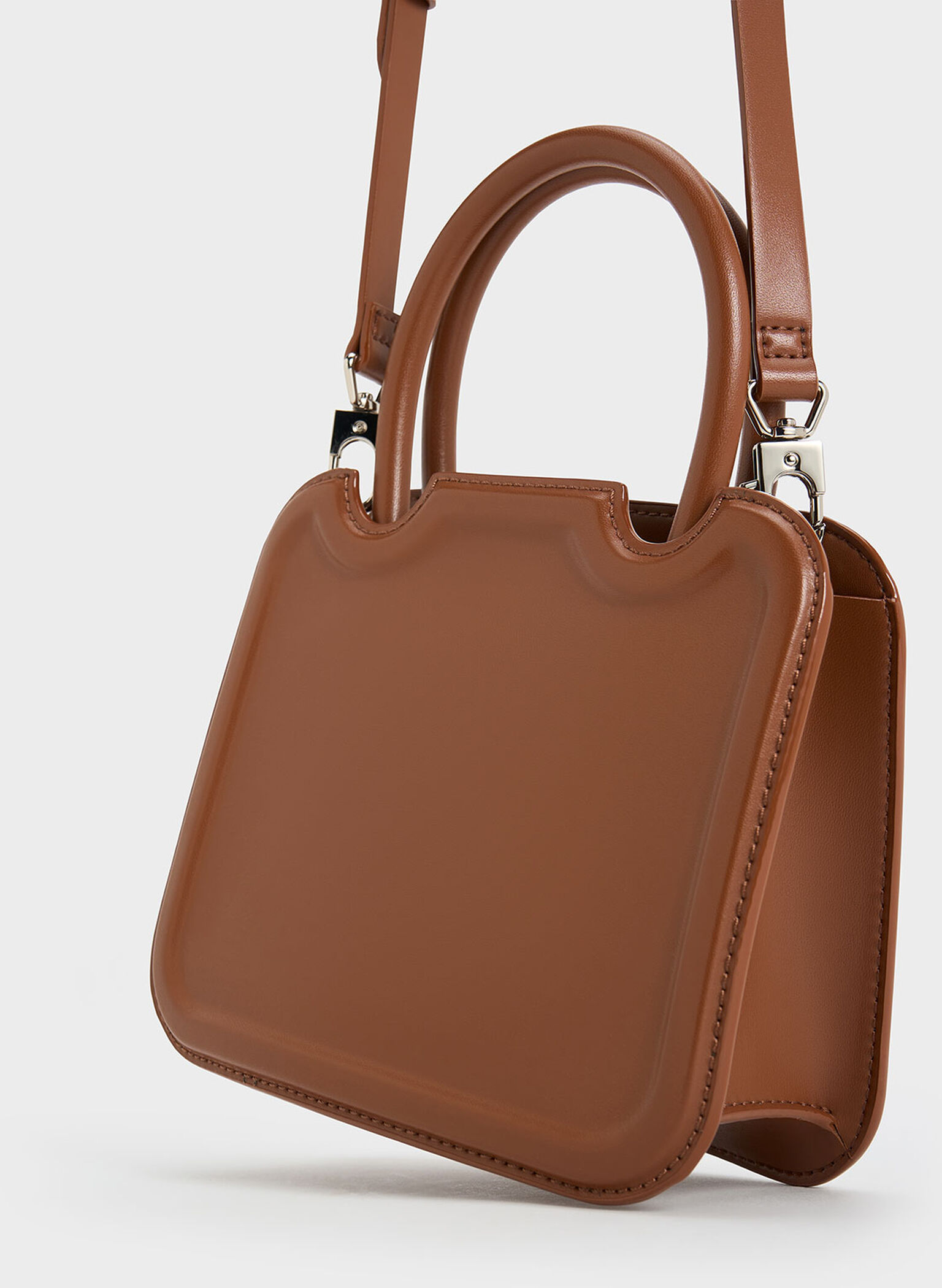 Perline Sculptural Top Handle Bag, Chocolate, hi-res
