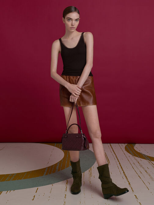 Ivette Woven Top Handle Bag, Wineberry Red, hi-res
