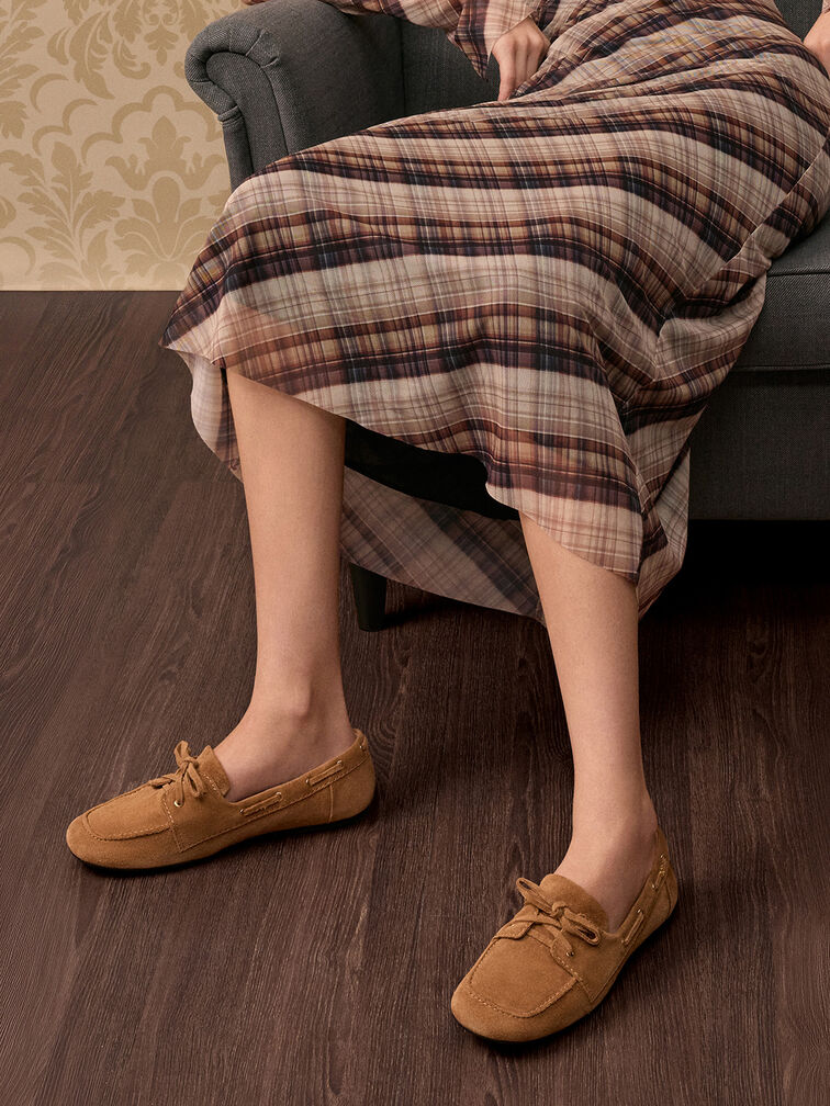 Kori Suede Boat Shoes, Cognac, hi-res