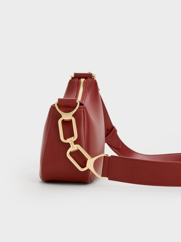 Mini Agatha Chain-Strap Shoulder Bag, Burgundy, hi-res
