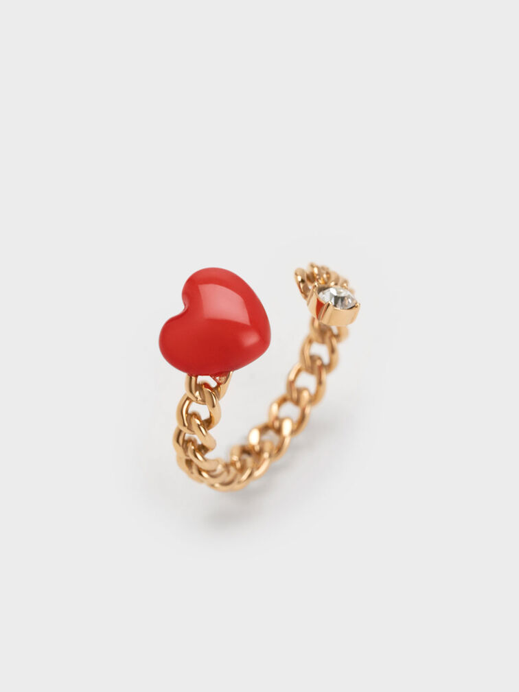 Louis Vuitton Gold and Red Heart Ring