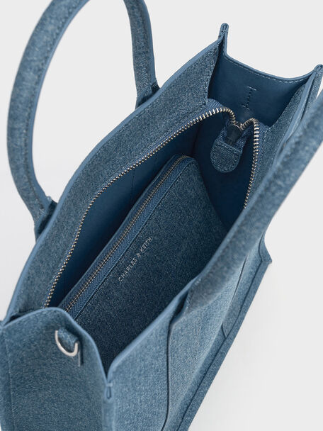 Clover Denim Tote Bag, Denim Blue, hi-res