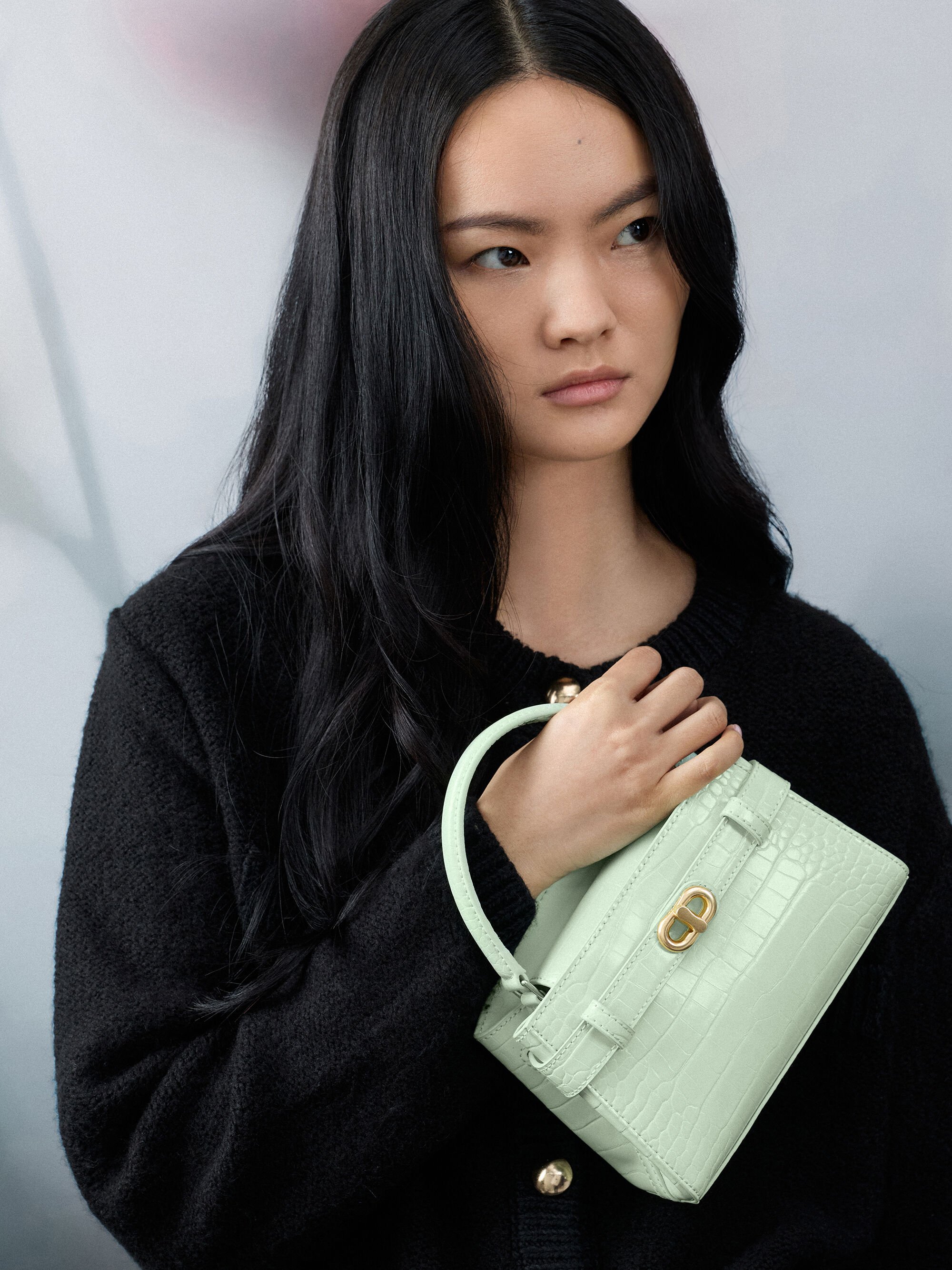 Mint Green Aubrielle Croc-Effect Top Handle Bag - Mint Green