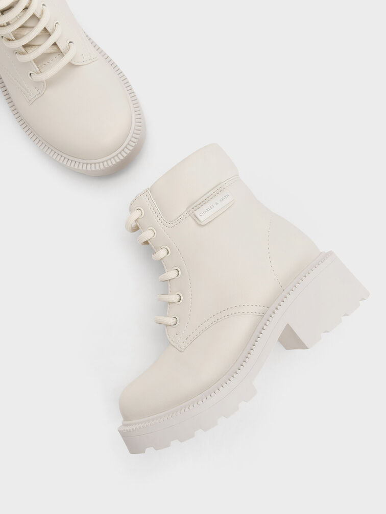 Girls' Side-Zip Ankle Boots, Chalk, hi-res