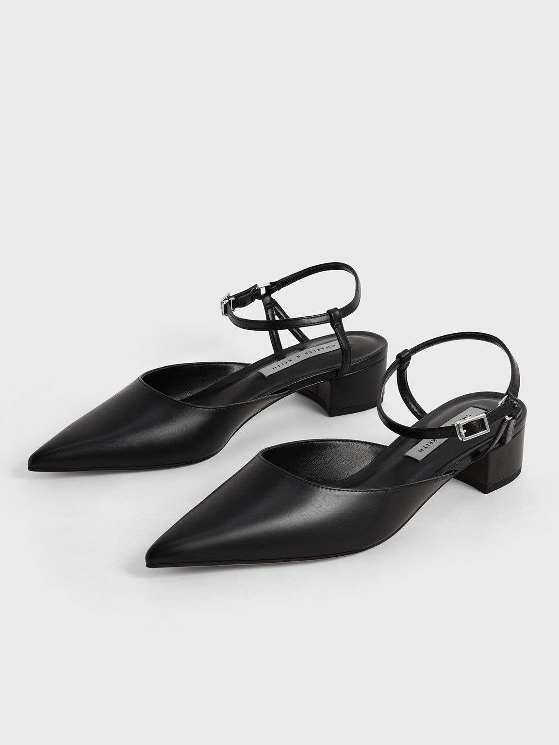 Ankle Strap Block-Heel Pumps, Black, hi-res