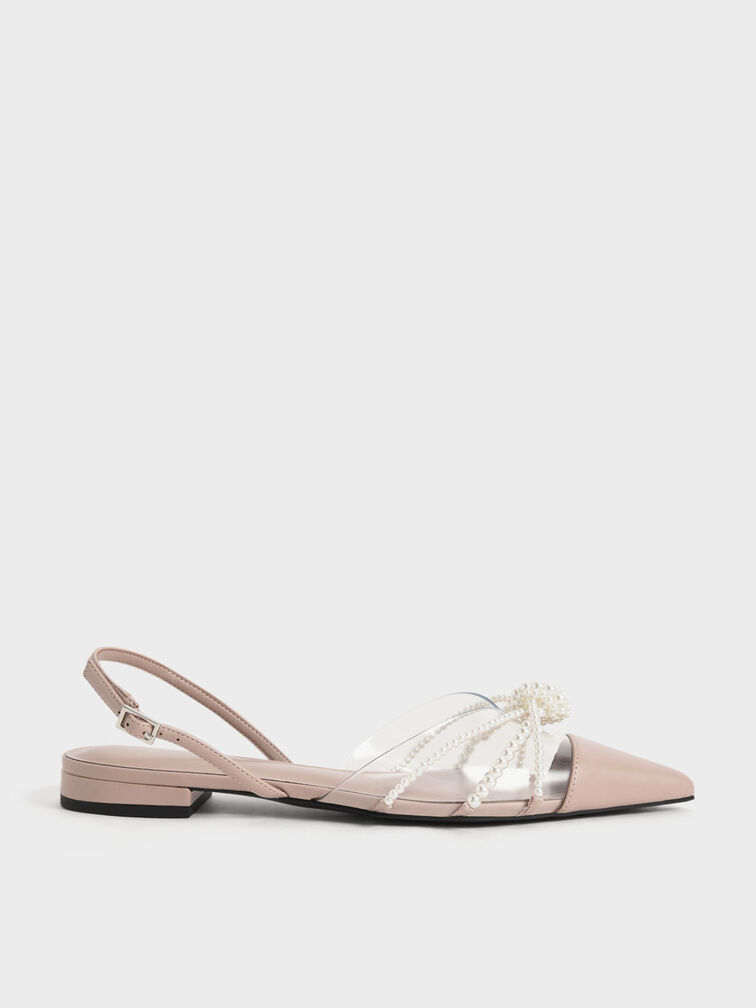 Bead-Embellished Slingback Ballerina Flats, Beige, hi-res